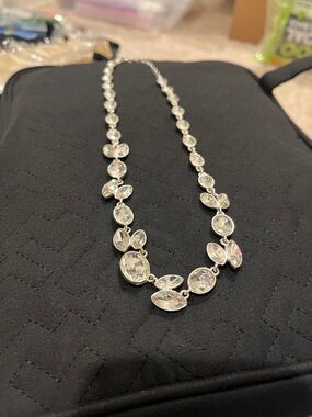Napier Silver-Tone Clear Crystal Link Necklace